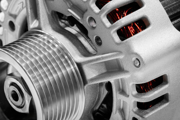 Aufkleber - Electric current generator of the car is installed on the engine close-up