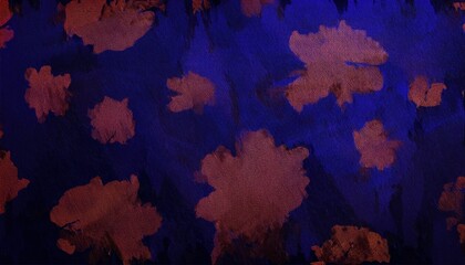 Leinwandbilder - abstract floral textile pattern with bold red and blue brushstroke flowers on dark indigo fabric texture for modern branding, fashion design, print media or digital background use


