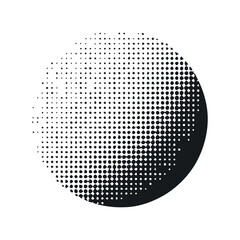 Poster - Halftone Circle with Dispersing Dots Black and White Vector Illustration for Graphic Design and Abstract Backgrounds and Modern Art Projects and Retro Style Designs