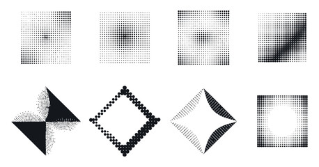 Poster - Collection of Abstract Halftone Vector Elements and Shapes for Design and Illustration Purposes on a White Background with a Modern Aesthetic