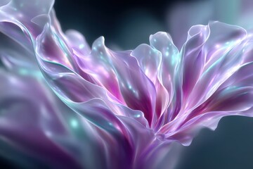 Poster - Colorful abstract flower design with flowing petals and shimmering details