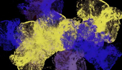 Poster - vivid abstract texture of yellow and violet powder explosion on black canvas background for modern web design, poster, album cover, or branding element emphasizing energy and contrast

