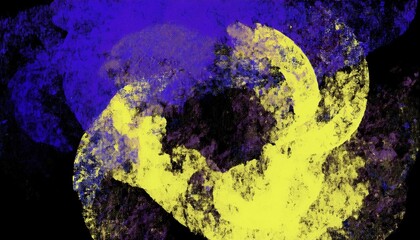 Leinwandbilder - vivid abstract texture of yellow and violet powder explosion on black canvas background for modern web design, poster, album cover, or branding element emphasizing energy and contrast

