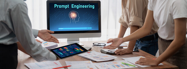 Fototapete - Generative AI virtual assistant tools for prompt engineer and user for ease of engage artificial intelligence AI technology help people to work with generative AI functions by prompting the AI brisk