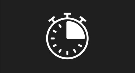 Poster - Outline Stopwatch Icon on Black Background, Simple Minimalist Time Measurement Symbol AI Generative