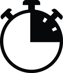 Poster - Solid Black Stopwatch Icon, Simple Minimalist Time Measurement Symbol AI Generative