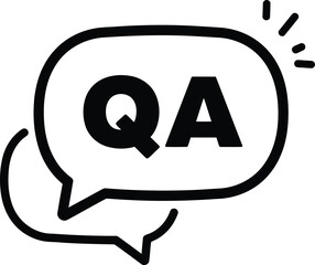 Poster - QA Speech Bubble Icon with Sparkles, Simple Questions and Answers Symbol AI Generative