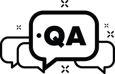 Poster -  QA Speech Bubbles with Sparkles Icon, Simple Questions and Answers Communication Symbols AI Generative