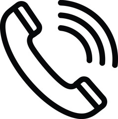 Poster - Outline Phone Receiver with Ringing Waves Icon, Simple Communication Symbol AI Generative