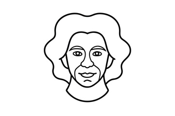 Poster - Line art portrait of a person with curly hair