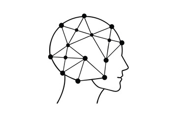 Poster - Abstract line art head network connections brain mind
