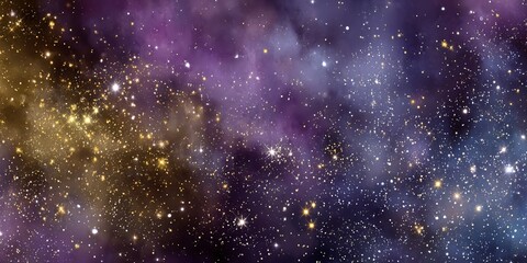 Poster - Vibrant abstract representation of a cosmic background featuring stars and colorful nebulas
