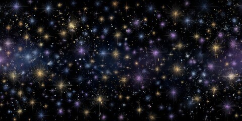 Poster - Vibrant abstract representation of cosmic space filled with colorful stars and glowing particles
