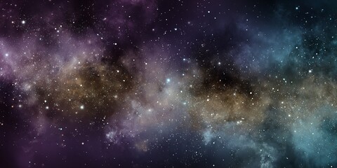 Poster - Vibrant cosmic clouds and sparkling stars create a mesmerizing space backdrop blending colors