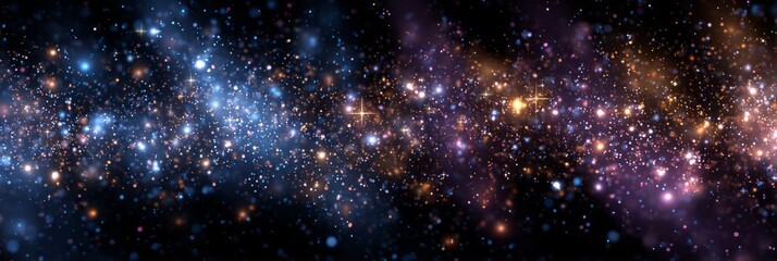 Poster - Vibrant abstract representation of a cosmic landscape filled with stars and colorful dust in the vast expanse of space
