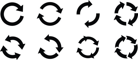 Poster - Set of Black Circular Arrows for Reload and Refresh, Cycle and Rotation Vector Icons, Simple Flow and Process Symbols AI Generative