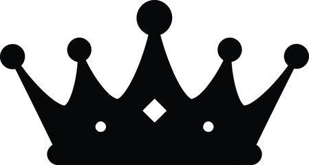 Poster - Solid Black Royal Crown Icon on transparent background - AI Generative
