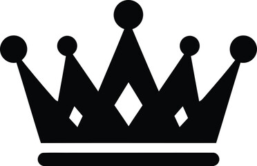 Poster - Solid Black Royal Crown Icon on transparent background - AI Generative

