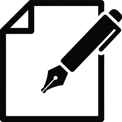 Poster - Solid Black Document with Fountain Pen Icon - AI Generative

