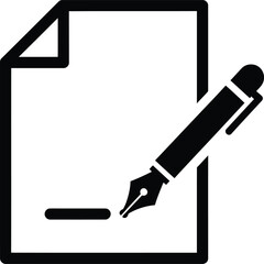 Poster - Solid Black Document with Ink Pen Icon - AI Generative

