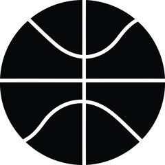 Poster - Solid Black Basketball Symbol Icon - AI Generative

