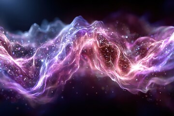Poster - Colorful cosmic wave reveals swirling galaxies in deep space at night