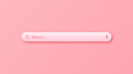 Fototapete - Colorful 3d search bar template. Internet browser engine with search box, address bar and text field. UI design, website interface element with web icons and push button. Vector illustration