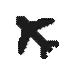 Fototapete - Airplane Pixel Art Icon. Aviation, Travel, And Transportation Symbol. Flight Navigation And Airline Industry Representation. Isolated Vector Illustration