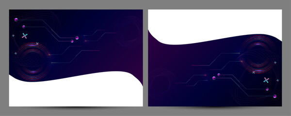 Wall Mural - Set of banner style of cosmos universe stars galaxy dark blue 3d futuristic background modern planets neon