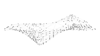 Leinwandbilder - Dots connected by lines. Abstract wave. Minimalist mesh. Abstract polygonal shape.