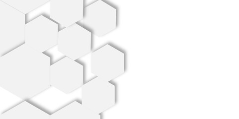 Poster - minimalist white background featuring a pattern of slightly raised hexagonal shapes and soft shadows