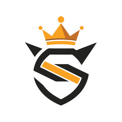 Poster - Elegant logo design featuring a crown and initials CS in gold and silver tones on a dark background for branding or corporate identity purposes