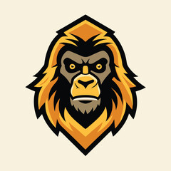 Aufkleber - Vector illustration of an aggressive gorilla logo featuring bold lines and a fierce expression, suitable for sports teams or wildlife conservation projects