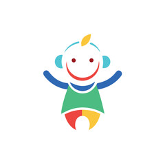 Poster - Colorful vector illustration of a cheerful cartoon character with a cute design representing joy and playfulness in a friendly and vibrant style