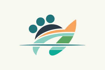 Poster - Vector illustration logo featuring a creative design combining animal paw and leaf elements, symbolizing nature and companionship in a harmonious graphic