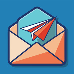 Poster - Vector illustration of an envelope with a paper airplane symbolizing communication and digital messaging