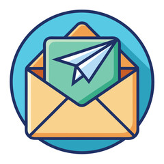 Poster - Vector illustration of an envelope with a paper airplane symbolizing communication and digital messaging