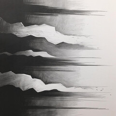 Poster - Abstract monochrome landscape painting with mountains and water in shades of gray  design