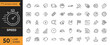 © twenty-icons - Speed outline icon set. Containing fast, slow, movement, indicator, turbo, speeding, productivity, speedometer, and more. Editable stroke. vector illustration