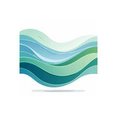 Poster - Abstract flowing waves in soothing shades of blue and green vector art