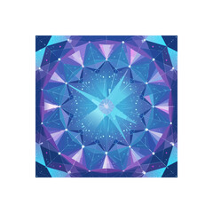 Poster - Abstract geometric kaleidoscope design with vibrant blue and purple hues