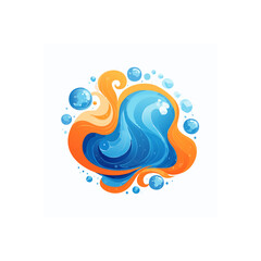 Poster - Abstract water wave design with orange swirl and bubbles vector illustration