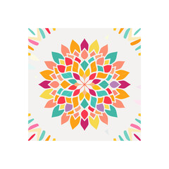 Poster - Colorful geometric mandala design with vibrant shapes and floral elements