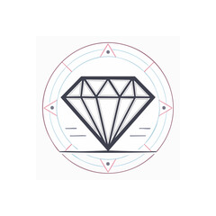 Poster - Diamond symbol in geometric circle design element with lines and triangles