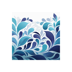 Poster - Elegant blue floral vector design with flowing leaf patterns and cool hues