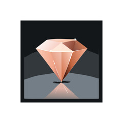 Poster - Elegant rose gold diamond illustration with a glossy reflective surface