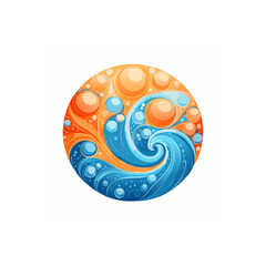 Poster - Harmonious circular design featuring stylized waves and sun elements vector
