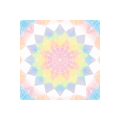 Poster - Pastel rainbow mandala design with geometric shapes and intricate details