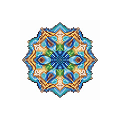 Poster - Pixelated kaleidoscope pattern with vibrant colors and symmetrical design