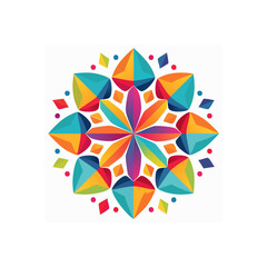 Poster - Vibrant geometric mandala illustration with colorful shapes and patterns